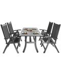 Renaissance Outdoor Patio Hand-scraped Wood 5-piece Dining Set with Reclining Chairs