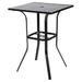 CintBllTer Outdoor Patio Bar Height Table Patio Slat Table Top/Metal Frame Umbrella Hole for Lawns Poolside Deck Garden