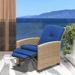 Domi Indoor & Outdoor Recliner All-Weather Wicker Reclining Patio Chair Blue Cushion (Blue)