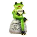 HANXIULIN Garden Statue Figurine Frog Sitting On Stone Statue Drinking Coffee Frogs Decor for Yard Ornament and Fairy Garden Accessories Outdoor Home Decoration 1PC Home Decor