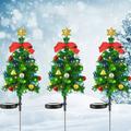 Teissuly Solar Prelit Christmas Tree Stake Lights 2 Modes Solar Christmas Pathway Lights Waterproof Xmas Tree Outdoor Christmas Decorations Lights for Outdoor Yard Garden Pathway Grave
