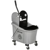 HOMCOM 9.5 Gallon (38 Quart) Mop Bucket with Wringer Cleaning Cart 4 Moving Wheels 2 Separate Buckets & Mop-Handle Holder Grey