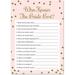 Who Knows Bride Best Bridal Shower Game -Faux Gold Glitter on Pink - 24 Cards