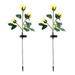 2pcs LED Solar Flower Lights Waterproof Artificial Rose Garden Lamp for Outdoor LandscapeYellow