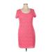 Tiana B. Casual Dress - Mini Scoop Neck Short sleeves: Pink Chevron Dresses - Women's Size X-Large