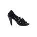 Loeffler Randall Heels: Black Print Shoes - Women's Size 6 1/2 - Peep Toe