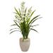 Nearly Natural 4? Cymbidium Orchid Artificial Plant in Sandstone Planter