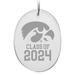 Iowa Hawkeyes Class of 2024 2.75'' x 3.75'' Glass Oval Ornament