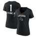 Women's Fanatics Branded Travis Etienne Jr Black Jacksonville Jaguars Team Wordmark Player Name & Number V-Neck T-Shirt