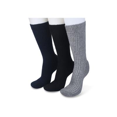 Women's 3 Pair Textured Wool Blend Socks by GaaHuu in Black Grey Navy (Size ONESZ)