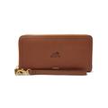 Women's Fossil Brown Southcentral Community and Technical College Logan RFID Zip-Around Leather Clutch