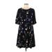 Lauren by Ralph Lauren Casual Dress - A-Line Crew Neck Short sleeves: Black Floral Dresses - Women's Size 10