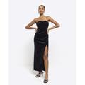 River Island Womens Black Velvet Bandeau Maxi Dress