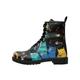 Schnürboots DOGO "Damen Boots" Gr. 38, Normalschaft, schwarz (schwarz, grün) Damen Schuhe Schnürstiefeletten Vegan