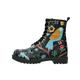 Schnürboots DOGO "Damen Boots" Gr. 40, Normalschaft, schwarz (schwarz, blau) Damen Schuhe Schnürstiefeletten Vegan