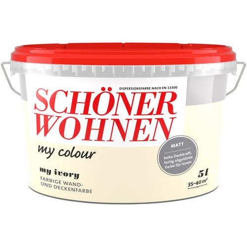 „SCHÖNER WOHNEN-FARBE Wand- und Deckenfarbe „“my colour““ Farben 10 Liter, my magnolia, matt, leicht zu verarbeitende Innenfarbe Gr. 5 l 5000 ml, beige (my ivory) Wandfarbe bunt“