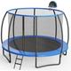 SPOTRAVEL 12FT/14FT Outdoor Trampoline, Large Garden Trampoline with Safety Enclosure Net, Ladder and Basketball Hoop, Fitness Bounce Trampoline for Kids Adults (12FT, Internal Net)