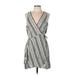 Angie Casual Dress - Mini V-Neck Sleeveless: Gray Dresses - Women's Size Large