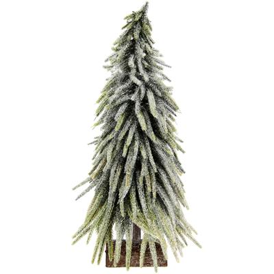 Dekobaum I.GE.A. "Weihnachtsdeko, Weihnachtsbaum", grün (grün, weiß), B:16cm H:32cm T:16cm, Kunststoff, Dekofiguren, Künstlicher mini Tannenbaum geeist auf Holzsockel 32 cm Image