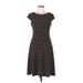 Anne Klein Casual Dress - A-Line Scoop Neck Short sleeves: Black Polka Dots Dresses - Women's Size 6