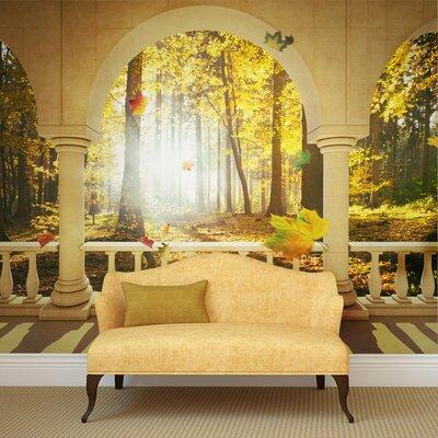 East Urban Home Dream About Autumnal Forest Wall Mural Fabric in Brown/White/Yellow | 11' L x 106" W | Wayfair 38BEFAB97C1648B0B1DC776B2DF762E3