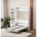 Hokku Designs Khune Murphy Storage Bed Wood & Metal/Metal in Brown/White | 84.4 H x 84.35 W x 17.72 D in | Wayfair 05A217499BFC49D89C3B819C059CEC85