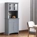 Latitude Run® Junho 64.5" Kitchen Pantry Wood in Gray | 64.5 H x 27 W x 15.75 D in | Wayfair EC814E653EAE4F7AA753D0CFE0DD1699