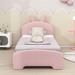 Zoomie Kids Aiddan Twin Size Platform Bed w/ Twin Size Trundle Wood & Upholstered/Chenille/ in Pink | 46 H x 44 W x 81 D in | Wayfair
