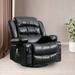 Latitude Run® Kadidiatou Manual Swivel Rocker Recliner Chair w/ Massager & Heat Faux Leather in Black | 40.94 H x 39.76 W x 37.4 D in | Wayfair