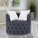 Barrel Chair - Rosdorf Park Janais 33.4" Velvet Tufted 360° Swivel Barrel Chair w/ Toss Pillows Fabric in Gray | Wayfair