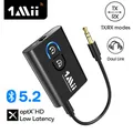 1Mii ML300 Trasmettitore ricevitore Bluetooth 5.2 portatile Audio aptX LL HD 280mAH Batteria Adattatore Bluetooth Aux da 3,5 mm per TV PC per auto