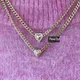 White Pink CZ Heart Shaped Pendant Necklace 3MM Gold Color Cuban Link Chain New Arrived Fashion Cute