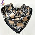 New Style Snakeskin Pattern Square Scarves Wraps Printed Hot Sale Women Pink Blue Silk Scarf Shawl