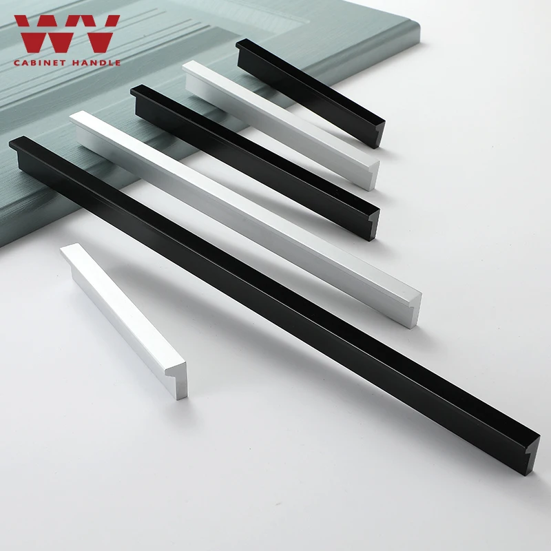 Wv silber schwarz Küchen schrank Griffe Kommoden Schrank Aluminium Knöpfe zieht Schublade Möbel Griff Schrank Kleider schrank Hardware küchen schrank aufbewahrung