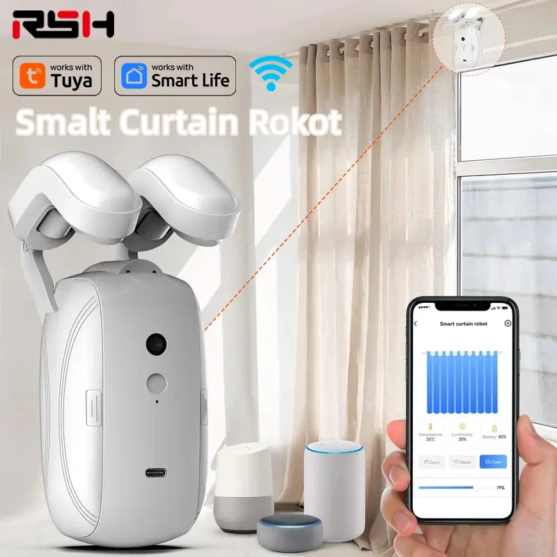 Tuya Wifi BT Smart Vorhänge Roboter Drahtlose Automatische Vorhang Opener Stimme Fernbedienung Vorhang Motor für Alexa Google Hause Image