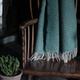 Teal Basketweave British Made Rustic Wool Blanket Throw - Quality Warm Country Farmhouse