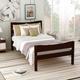 Espresso, Walnut Twin Size Wood Platform Bed with Headboard - Solid Pine Wood, Space-Saving Design, White Finish