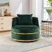 Over-sized Soft Accent Chairs w/ Seat Cushion Barrel Chair for Living Room Swivel Ottomans Velvet Oversize Chair, Green