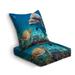Outdoor Deep Seat Cushion Set Dolphin and turtle underwater on reef Back Seat Lounge Chair Conversation Cushion for Patio Furniture Replacement Seating Cushion