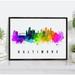 Pera Print Baltimore Skyline Maryland Poster Baltimore Maryland Unframed Poster Maryland Cityscape and Landmark Print Maryland Home Office Wall Art Decor - 5x7 Inches