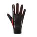 NUOLUX Reflective Cycling Gloves Simple Thicken Warm Anti-wind Anti-slip Fishing Gloves Screen Touch Gloves for Outdoor Hiking Camping - Size L (Black and Red)