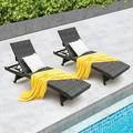 Costway 2PCS Folding Patio Chaise Lounge Chair Outdoor Rattan Adjustable Recliner Quick Dry Foam