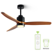 SITERGOFAN 52 inch Ceiling Fan with Lights and Remote Control Solid Wooden Down Rod Ceiling Fan Noiseless DC Motor 3 Blades Brown