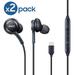 2-Pack OEM High-Quality AKG USB-C Headphones Wired Type C Earbud Stereo In-Ear with in-line Remote & Microphone Compatible with Samsung Galaxy S10 S10+ S10e S20 S21 S22 S23 Ultra Note 9 Note10 / 20
