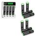 HiQuick (12 Pack) 1.2V 1100mAh NiMh AAA Batteries High Capacity with LCD Smart 4 Bay Battery Charger (Micro USB and Type-C Charging)