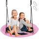 Maxmass Kids Nest Swing, Children Saucer Tree Swing with 118-173 cm Adjustable Hanging Ropes, Indoor Outdoor Flying Round Swing Seat for Backyard Garden Park Playground (Pink)