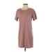 Madewell Casual Dress - Shift Crew Neck Short sleeves: Brown Print Dresses - Women's Size X-Small