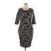 Roz & Ali Casual Dress - Sheath Scoop Neck 3/4 sleeves: Gray Print Dresses - Women's Size X-Large