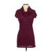 INC International Concepts Casual Dress - Mini Cowl Neck Short sleeves: Burgundy Print Dresses - Women's Size Medium