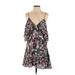 Tanya Taylor Cocktail Dress - A-Line V-Neck Sleeveless: Green Floral Dresses - Women's Size 2